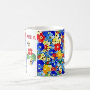 Personalized Colorful Flowers Kids'  Coffee Mug