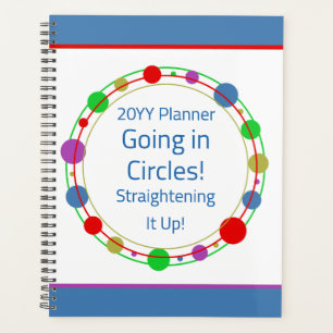 Personalized Colorful Geometric Orbit Art on Blue Planner
