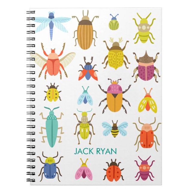 PERSONALIZED COLORFUL INSECT BUGS NOTEBOOK (Front)