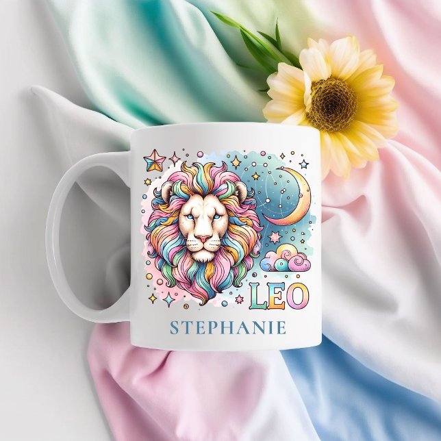 Personalized Colorful Leo Zodiac Astrology Lion Coffee Mug (Personalized Colorful Leo Zodiac Astrology Lion Coffee Mug)
