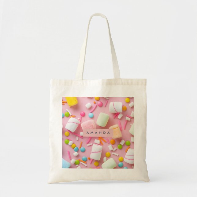Personalized Colorful Marshmallow Sprinkle Tote Bag (Front)