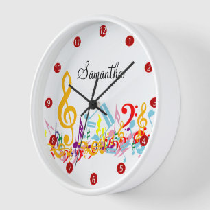 Personalized Colorful Musical Notes Wall Clock