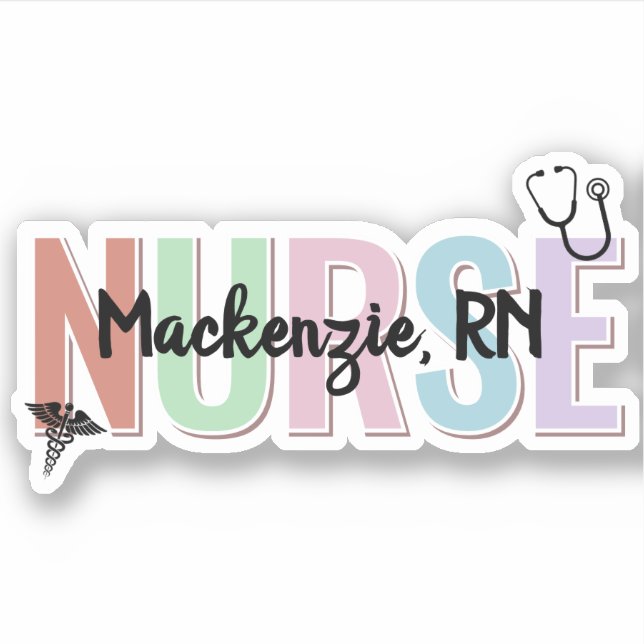 Personalized Colorful Nurse Stethoscope RN NP (Front)