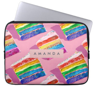 Personalized Colorful Rainbow Cake Slice Laptop Sleeve