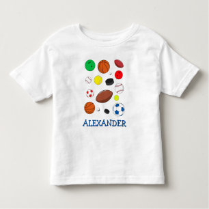 Personalized Colorful Sports Balls Toddler T-Shirt