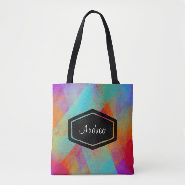Personalized colourful painted tote bag (Front)