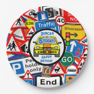 Personalized Colourful Road Signs, Birthday Party Paper Plate