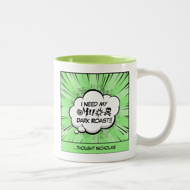 Personalized Comic Book Art Two-Tone Coffee Mug (Right)