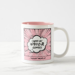 Personalized Comic Book Art Two-Tone Coffee Mug