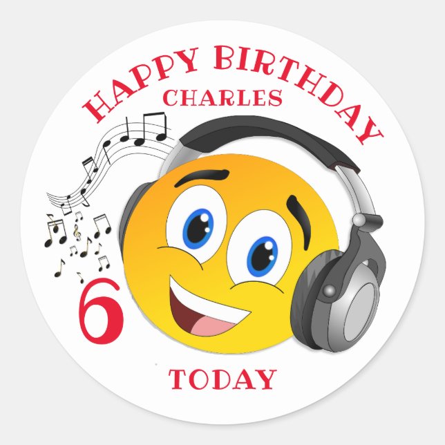 Personalized Comic Emoji Kids age Birthday Sticker (Front)