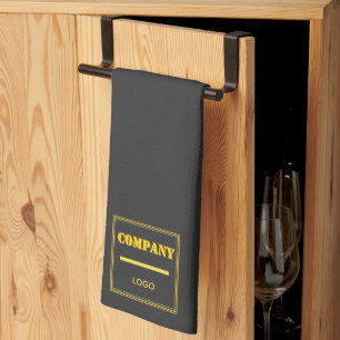 Personalized Company Black Modern Custom Business Tea Towel