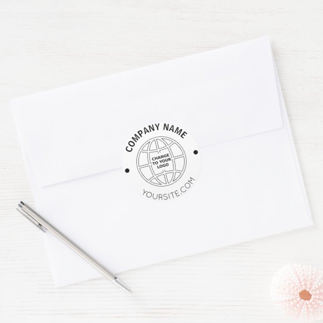 PERSONALIZED COMPANY LOGO WEB ADDRESS CLASSIC ROUND STICKER (Envelope)