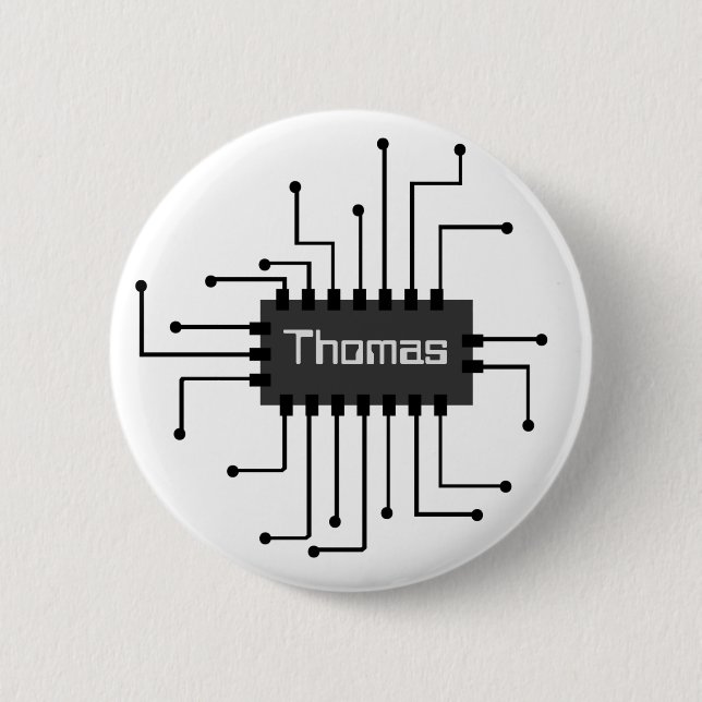 Personalized Computer IC Chip Image 6 Cm Round Badge (Front)