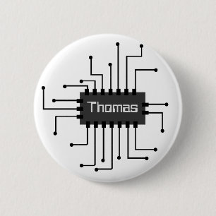 Personalized Computer IC Chip Image 6 Cm Round Badge