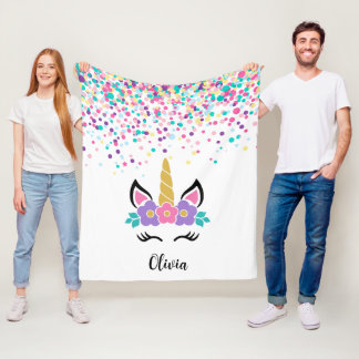 Personalized Confetti Unicorn Blanket – Polka Dot 