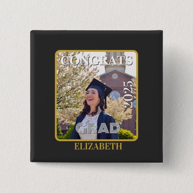 Personalized congrats grad 2025 15 cm square badge (Front)