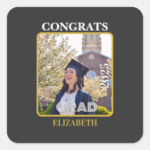 Personalized congrats grad 2025 square sticker