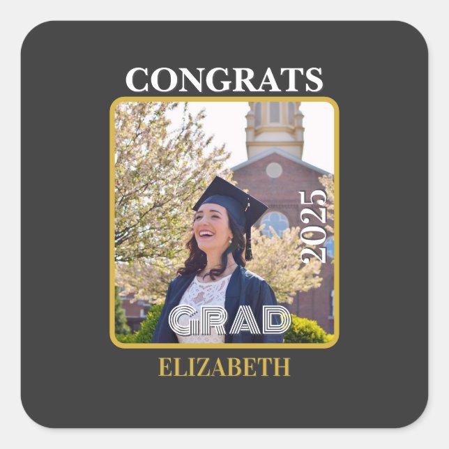 Personalized congrats grad 2025 square sticker (Front)