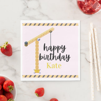 Personalized Construction Birthday Napkins