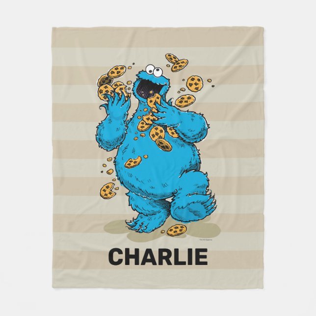 Personalized Cookie Monster Crazy Cookies  Fleece Blanket (Front)