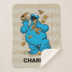 Personalized Cookie Monster   Watercolor Trend Sherpa Blanket