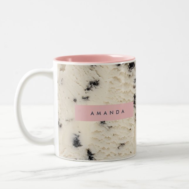 Personalized Cookies and Cream Pattern  Two-Tone Coffee Mug (Left)
