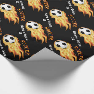 PERSONALIZED Cool Flaming Soccer Wrapping Paper