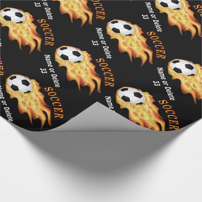 PERSONALIZED Cool Flaming Soccer Wrapping Paper (Corner)