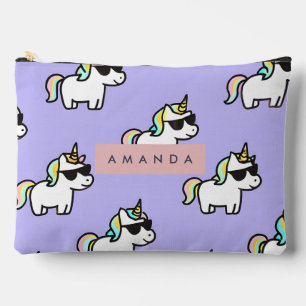 Personalized Cool Rainbow Unicorn Pattern Accessory Pouch