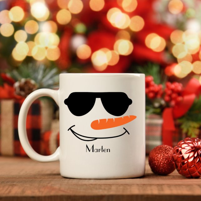 Personalized Cool Sunglasses Snowman Coffee Mug (Creator Uploaded)