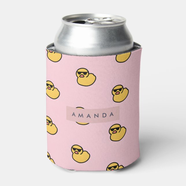 Personalized Cool Yellow Rubber Duck Pattern Can Cooler (Can Front)