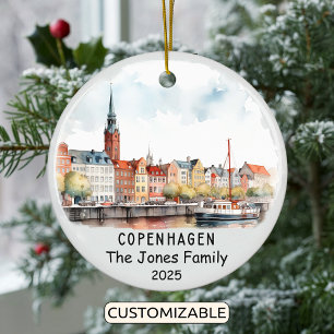 Personalized Copenhagen Ornament, Denmark Ceramic Ornament