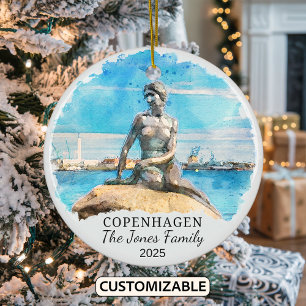 Personalized Copenhagen Ornament, Denmark Gift Ceramic Ornament