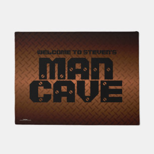 Personalized Copper Diamond Plate Pattern Man Cave Doormat