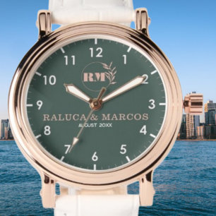 Personalized copule names minimal monogram watch