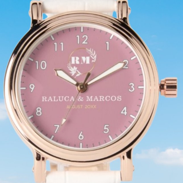 Personalized copule names minimal pink monogram  watch (Creator Uploaded)