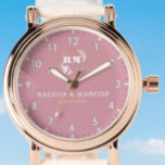 Personalized copule names minimal pink monogram  watch<br><div class="desc">Personalized with his & her initials and date, this custom watch is a sweet anniversary gift to celebrate a milestone occasion for a couple. It makes a meaningful gift for a special day. Personalized Watch Wedding Gift for Groom, Watch For Groom, Anniversary Gift for Men, Groom Gift From Bride, Gift...</div>