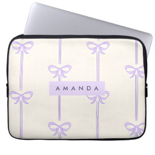 Personalized Coquette Pastel Lavender Bow Ribbon Laptop Sleeve
