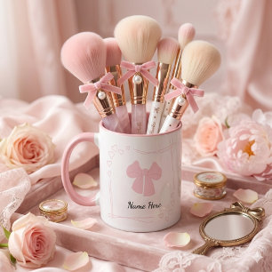Personalized Coquette Pink Bow Coffee Mug