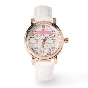 Personalized Coquette Pink Vintage Feminine Watch