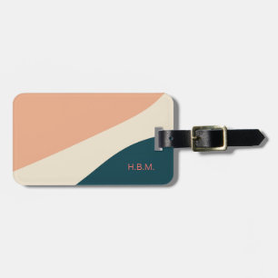 Personalized Coral and Teal color block Luggage Tag