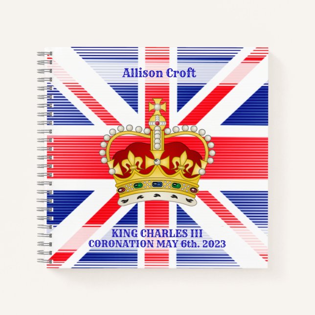 Personalized Coronation of King Charles III   Note Notebook (Front)