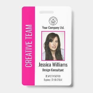 Personalized Corporate Employee ID Badge Hot Pink