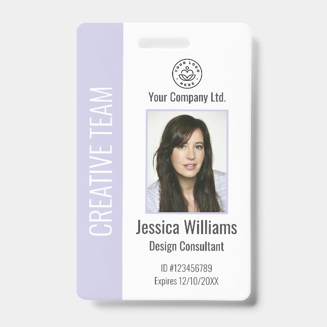 Personalized Corporate Employee ID Badge Lavender (Front)