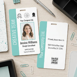 Personalized Corporate Employee ID Badge Teal