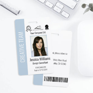 Personalized Corporate Employee Light Blue ID ID Badge
