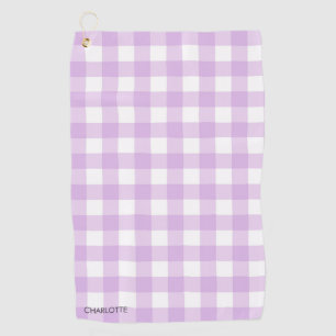 Personalized Cottage Lavender Lilac Gingham Plaid Golf Towel