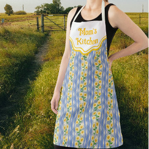Personalized Country Blue White Yellow Sunflowers Apron