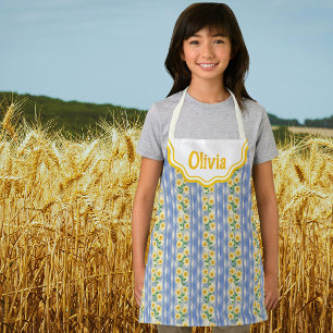 Personalized Country Blue White Yellow Sunflowers Apron