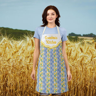 Personalized Country Blue White Yellow Sunflowers Apron